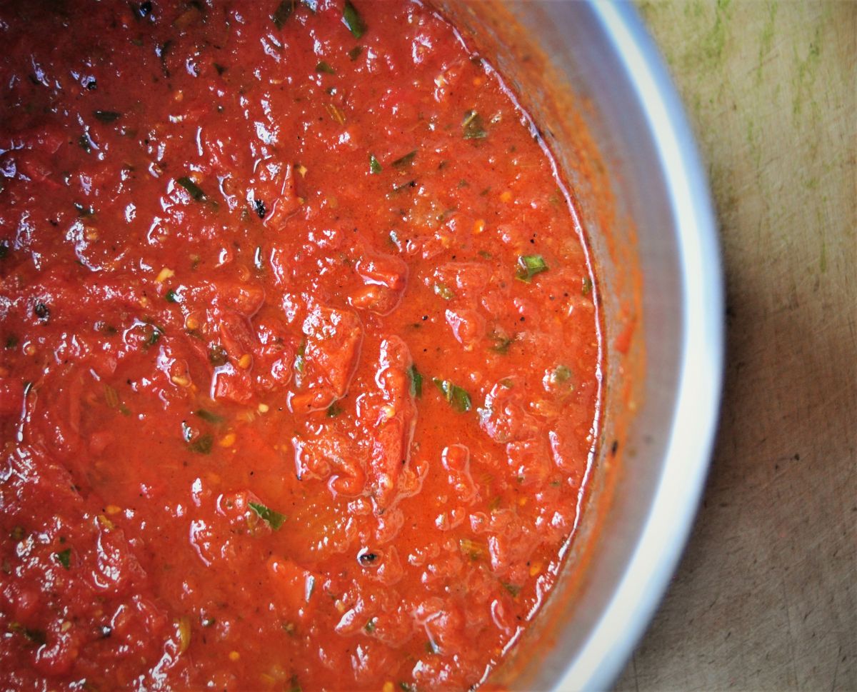 Homemade Tomato Sauce With Fresh Tomatoes To Freeze